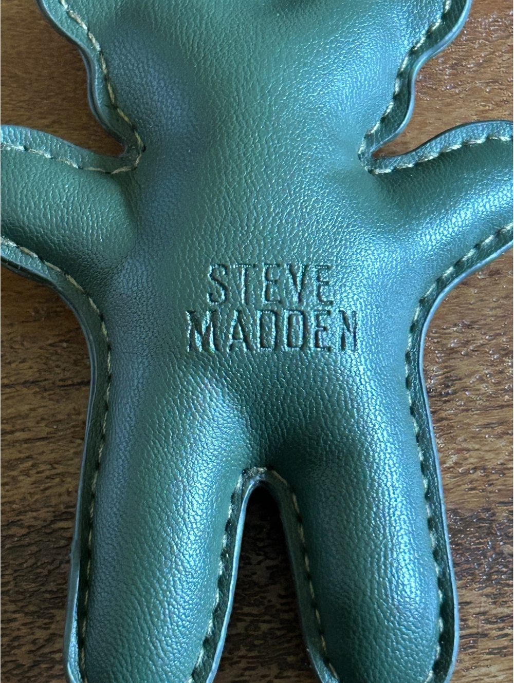 Steve Madden Green Leather Bear Keychain